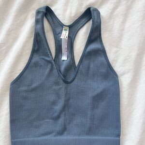 Free People Movement Blue Ribbed Tank Top
